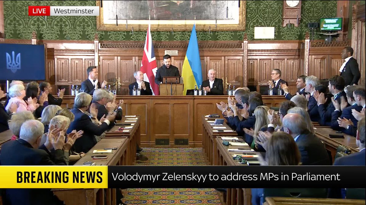 'Ukrainians know they can trust the UK'. Volodymyr Zelenskyy begins his address by thanking the PM and Sir Lindsay Hoyle - following an enormous applause from parliamentarians gathered in the room to listen to him.