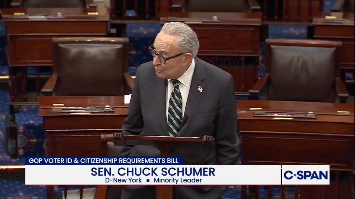 Sen. Chuck Schumer (D-NY) says the SAVE America Act is “voter suppression.” It is—for illegals.