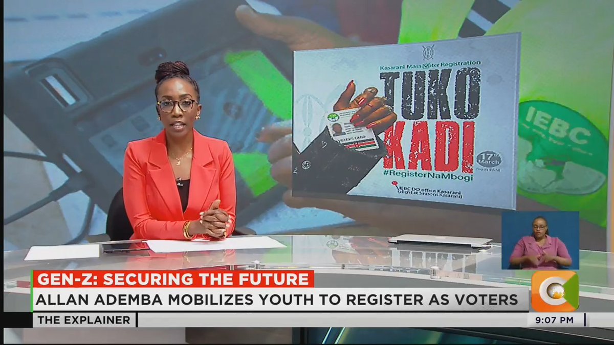 Gen-Z: Securing The Future Allan Ademba mobilizes youth to register as voters Hundreds of youth turn up to register in Kasarani Ademba: We want 15 million youth to vote in 2027 Wanjiru: Ruto cannot defeat a Gen-Z-backed President #CitizenExplainer