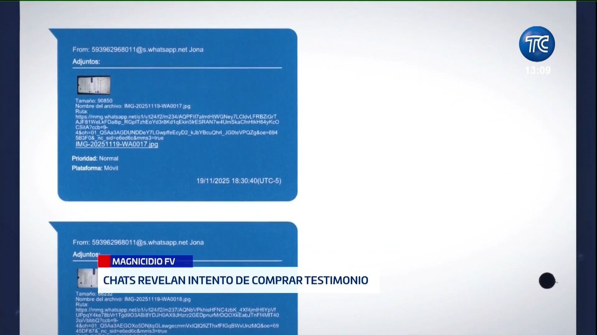 Chats revelados de Ronald Herrera, testigo protegido en el caso Villavicencio, evidenciarían un ofrecimiento de 300 mil dólares para que cambie su testimonio. Más información en #Pantalla10 #ElNoticiero #TCDigital #DanielBorja