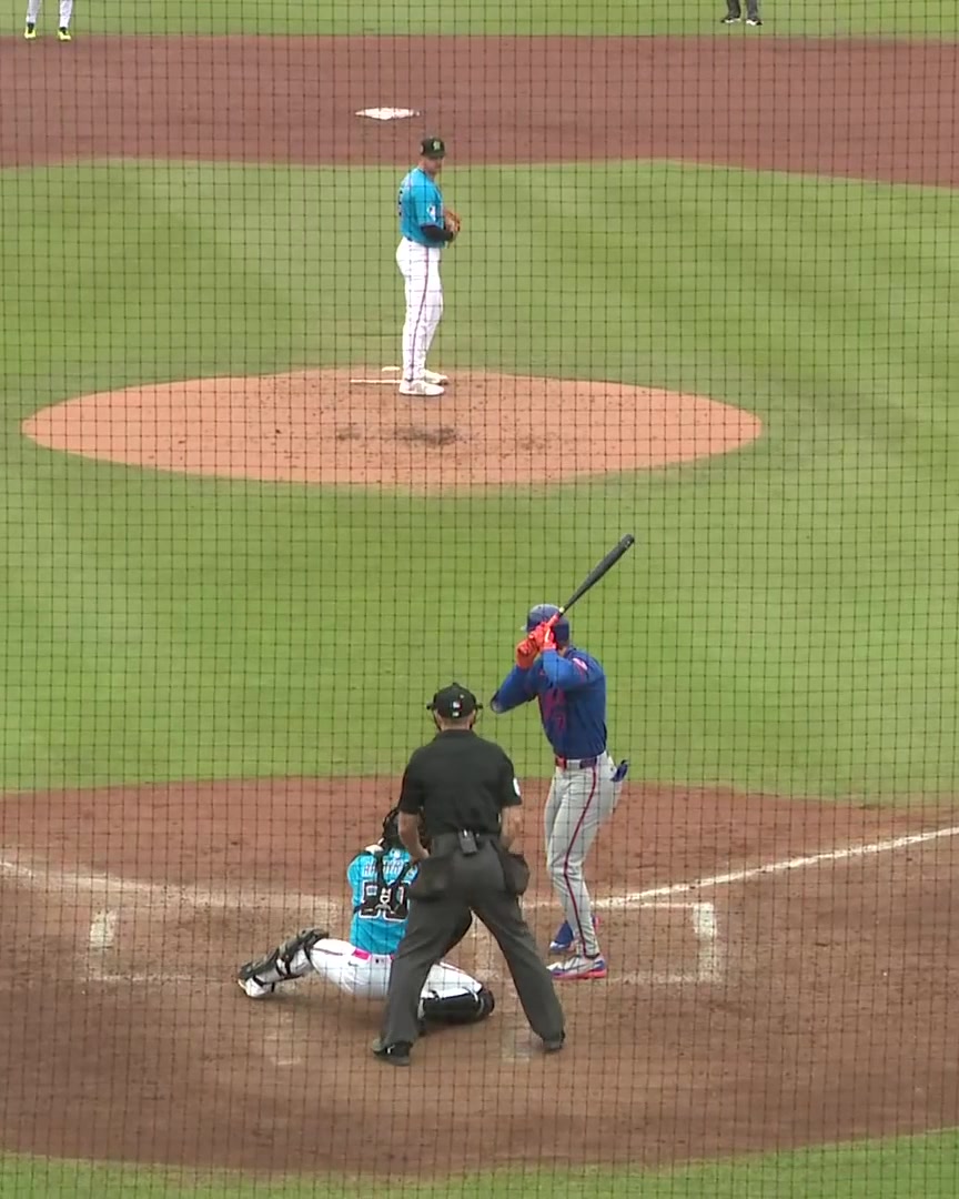 Brett Baty lines a base hit the other way He's batting .375 this spring