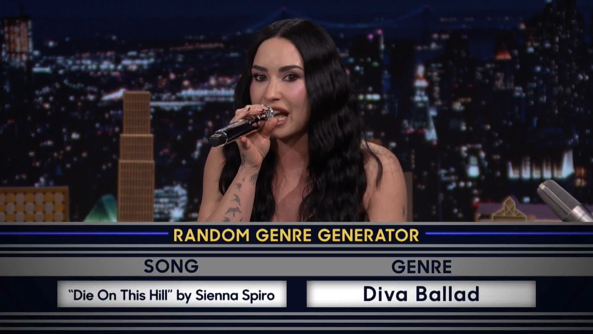 .Demi Lovato performs a diva ballad version of SIENNA SPIRO's "Die On This Hill" in Musical Genre Challenge! #FallonTonight