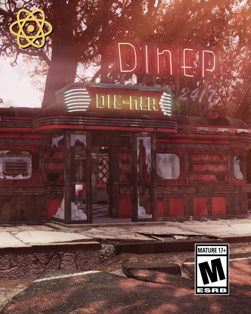 The Wasteland Diner Bundle is ready to serve! Featuring the Wasteland Diner, a glowing diner sign, and everything else you need to build the perfect roadside stop for your fellow adventurers. Available now in the Atomic Shop. #Fallout76