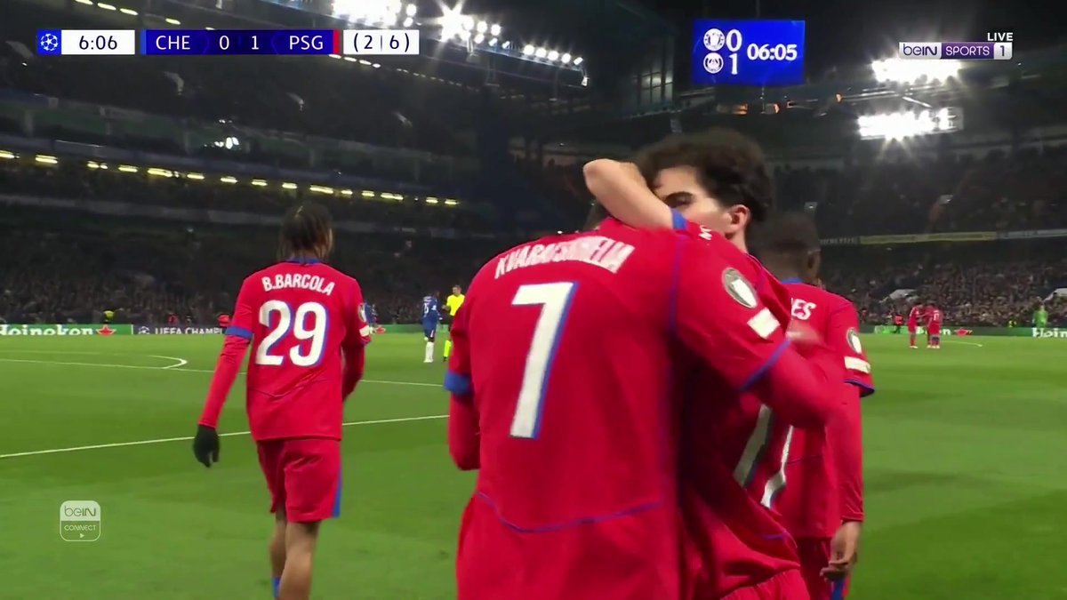 ⚡️ بداية نارية! خفيتشا كفاراتسخيليا يفتتح التسجيل لصالح باريس سان جيرمان في شباك تشلسي #دوري_أبطال_أوروبا #باريس_سان_جيرمان #تشلسي