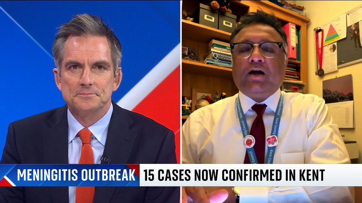 "Vaccines are not going to work in breaking the transmission cycle." Director of Public Health at Kent County Council, Professor Dr. Anjan Ghosh, says that the main priority is treatment when it comes to solving the meningitis outbreak 📺 Sky 501