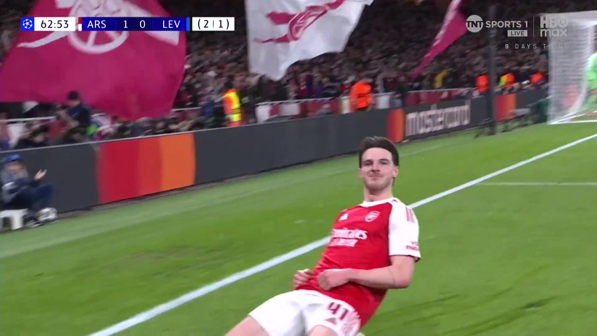 Declan Rice doubles the lead for Arsenal with a perfect finish into the bottom corner 🎯⚽ 📺 TNT Sports & discovery+ UK