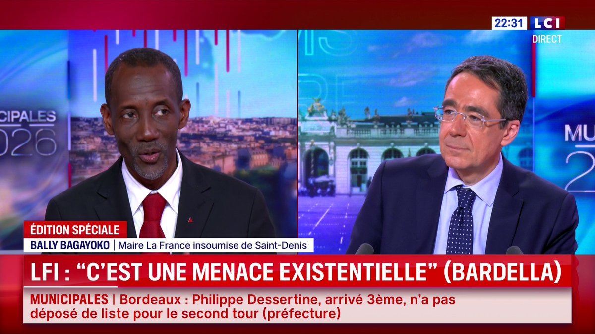 🔴 "Est-ce que vous serez le maire de tous les habitants ? Non" : le maire de Saint-Denis Bally Bagayoko répond à Jordan Bardella sur LCI 🗣️ "On est plutôt chez les racistes… Il recrée une partie de la séquence, je trouve que c’est irresponsable de sa part."