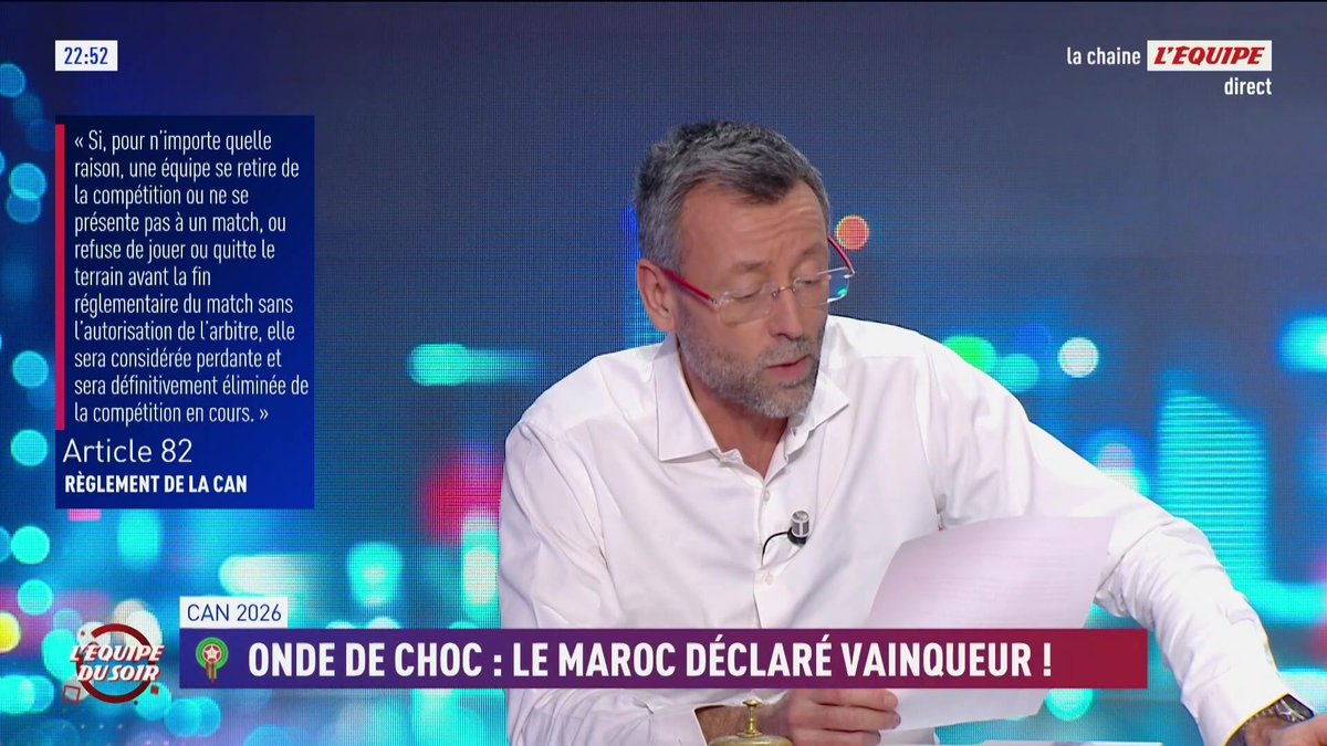 Le Maroc est finalement déclaré vainqueur de la CAN, on en parle tout de suite dans L'Équipe du Soir