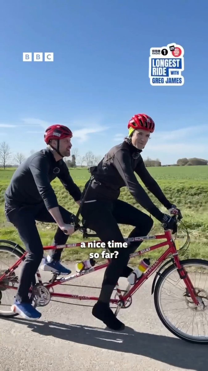 Prince William is riding in style 🚲😆 The Prince of Wales joined BBC Radio 1 personality Greg James on his tandem bike, surprising him during his fundraiser for Comic Relief. The pair joked together during their leisurely ride, having a lovely time cruising through the English countryside. Later, William got to announce that the fundraiser had officially raised over £1,000,000, leaving Greg speechless ✨ 📽️ : BBC Radio 1 #PrinceWilliam #RoyalFamily
