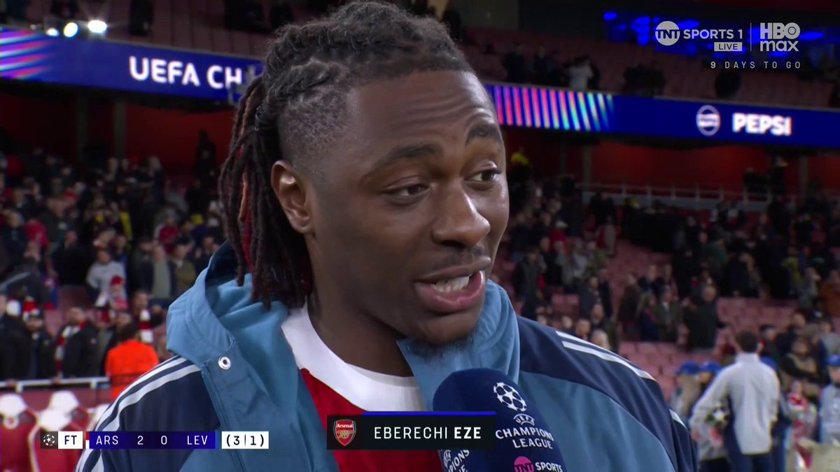 "Dream of scoring a goal like that!" 🤩 Eze on his brilliant finish and progressing to quarter-finals in the Champions League 💫 Becky Ives 🎙️ 📺 TNT Sports & discovery+ UK