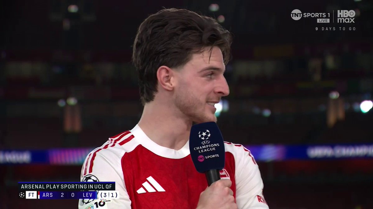 “He’s got one of the best shots I’ve seen!” 💥 Declan Rice praises Eberechi Eze’s stunning strike and looks ahead to Arsenal’s Champions League quarter-final against Sporting CP 👀 📺 TNT Sports &amp; discovery+ UK