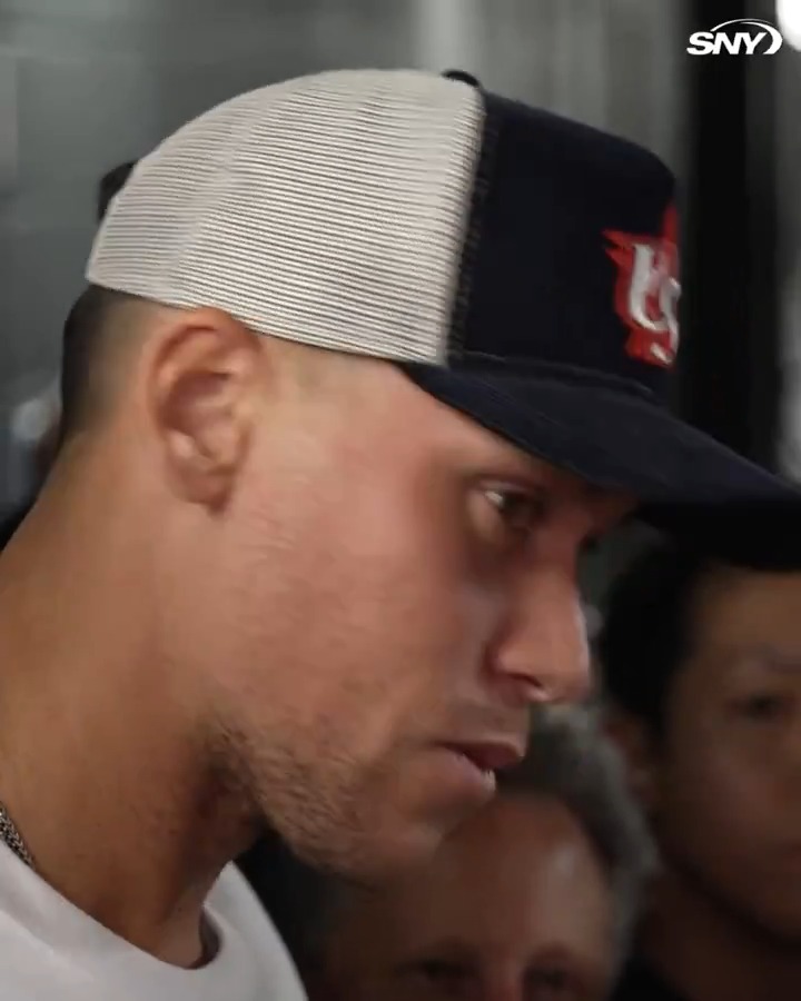 Aaron Judge was asked if he felt more pressure as the captain of Team USA: "My job was to go out there and bring a championship and the gold home. We didn't do that. But there's no pressure. When you have a team like this, you just go out there and do your job"