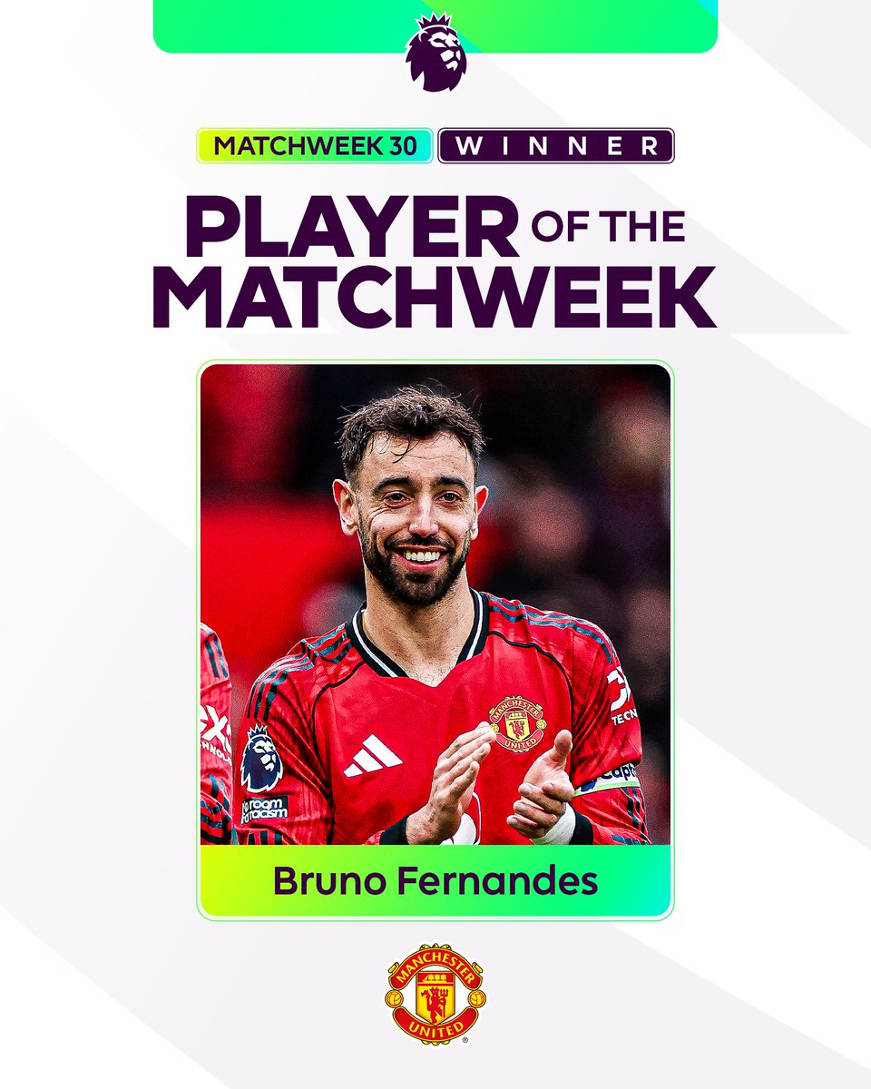 A complete performance sees Bruno Fernandes named Player of the Matchweek ⭐ The Manchester United captain received a season-high number of votes!