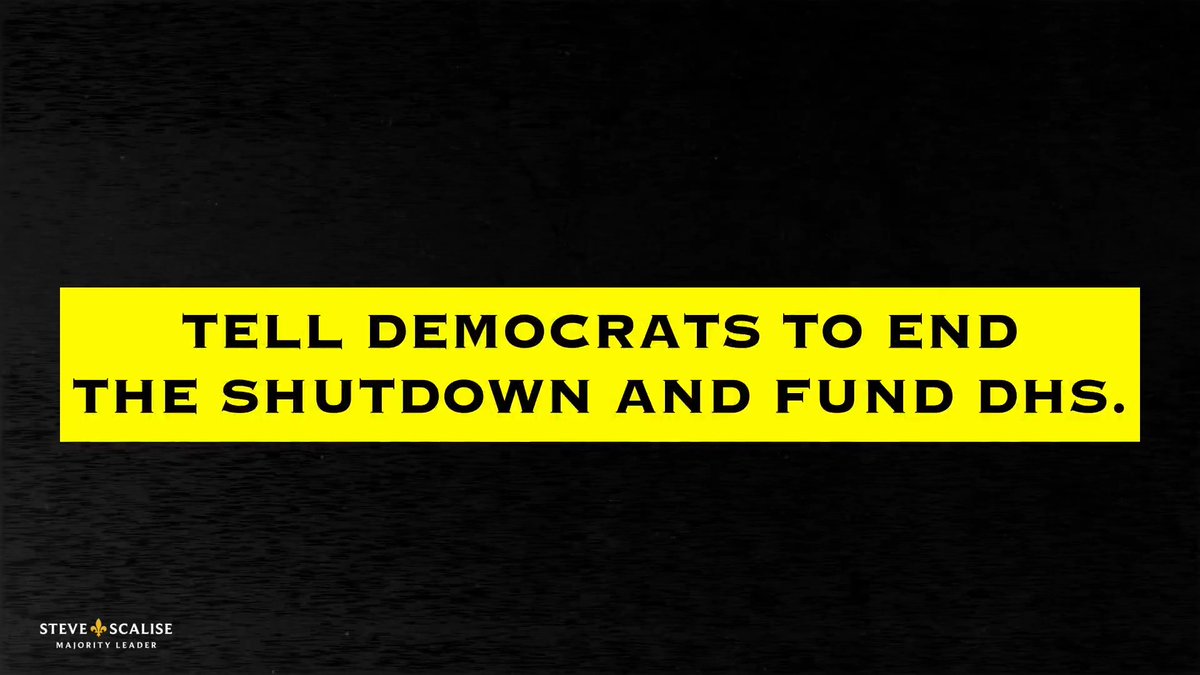 For 33 days, Democrats have REFUSED to fund DHS. They say they’re “very serene” with risking our safety, holding DHS employees’ paychecks hostage, and causing chaos for millions of travelers. Enough. End the shutdown. Fund DHS.