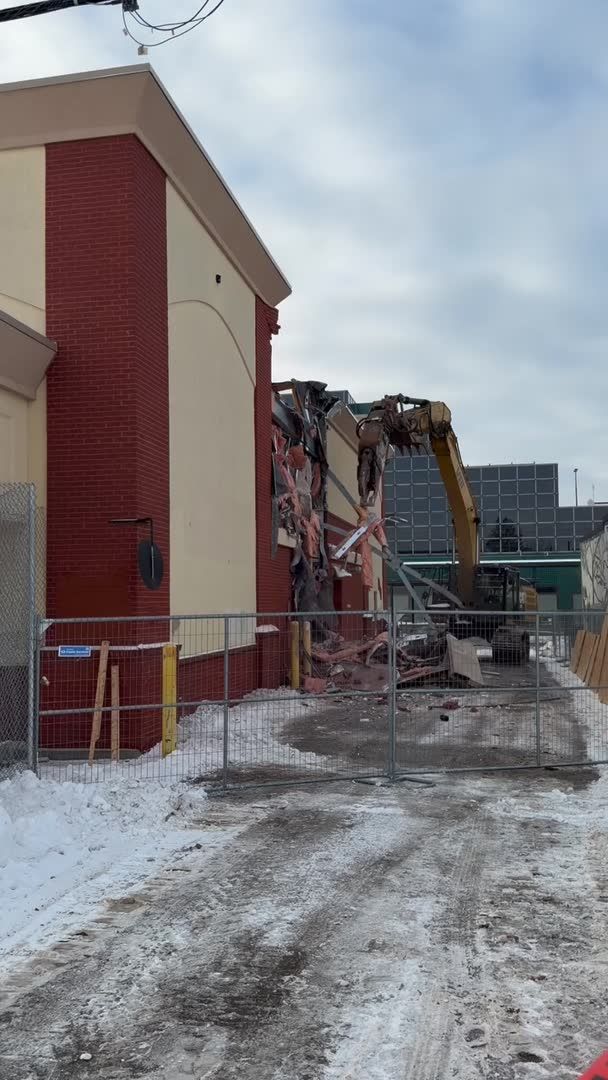 Demolition has started at the Midway CVS in St. Paul. 📽️ Greta Kaul/The Minnesota Star Tribune
