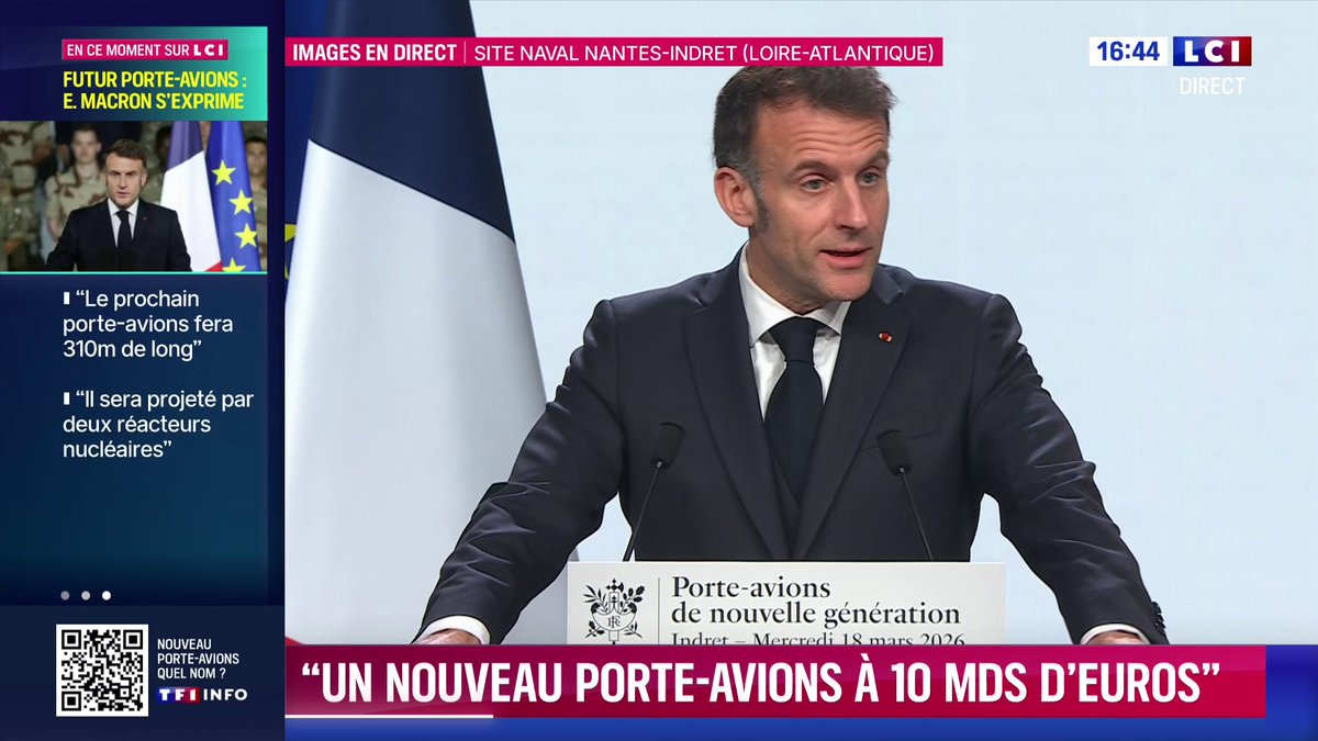 🇫🇷 ALERTE INFO | Le prochain porte-avions français portera le nom de "France Libre", annonce Emmanuel Macron : "Ce nom scelle donc, pour l’avenir, un serment : pour rester libre, il nous faut être craints ; pour être craints, il nous faut être puissants".