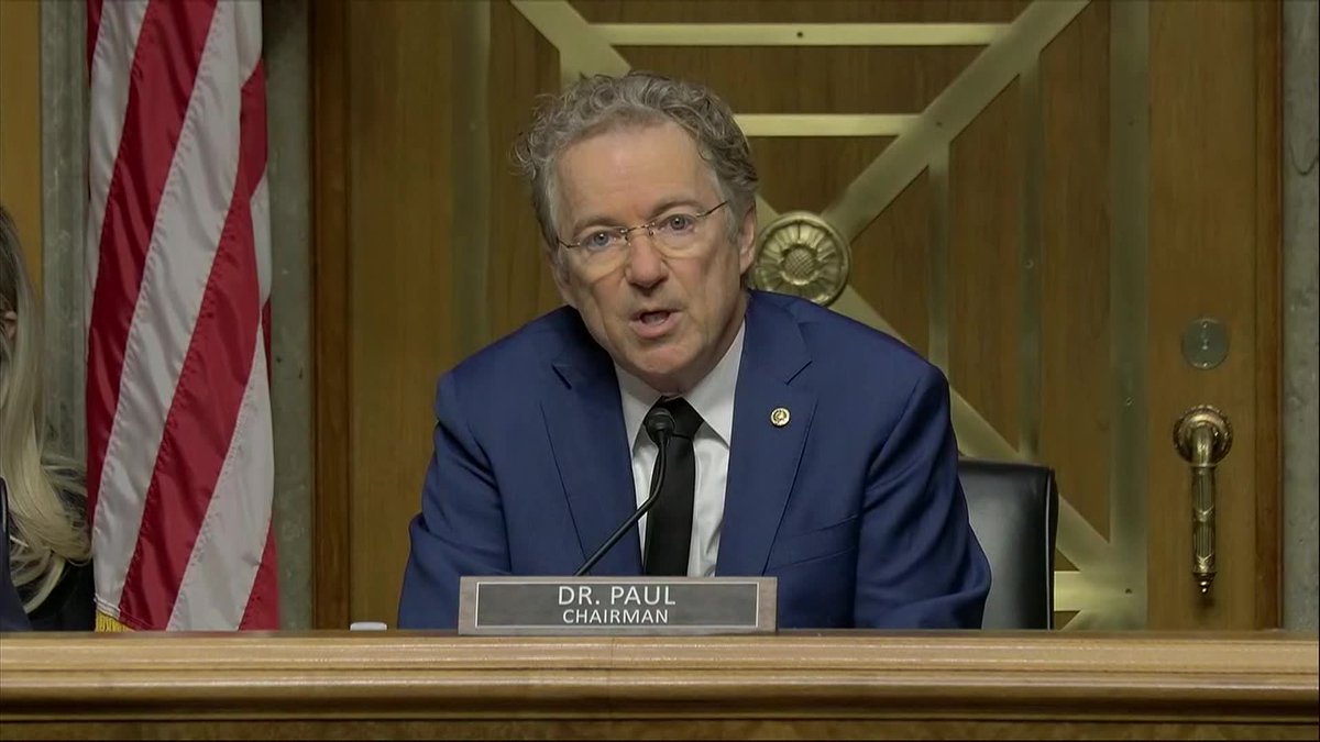 Senator Rand Paul, a Republican, challenges fellow Republican Senator Markwayne Mullin, the nominee to lead the Department of Homeland Security, about his "anger issues"