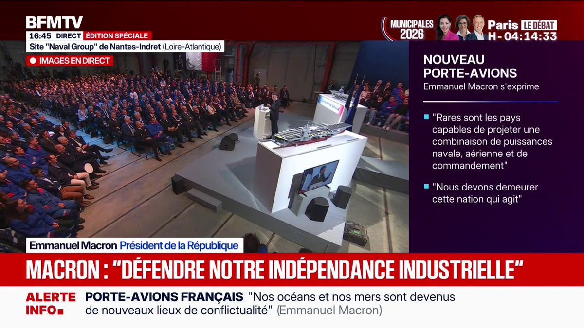 Macron said that the next French aircraft carrier will cost €10 billion.