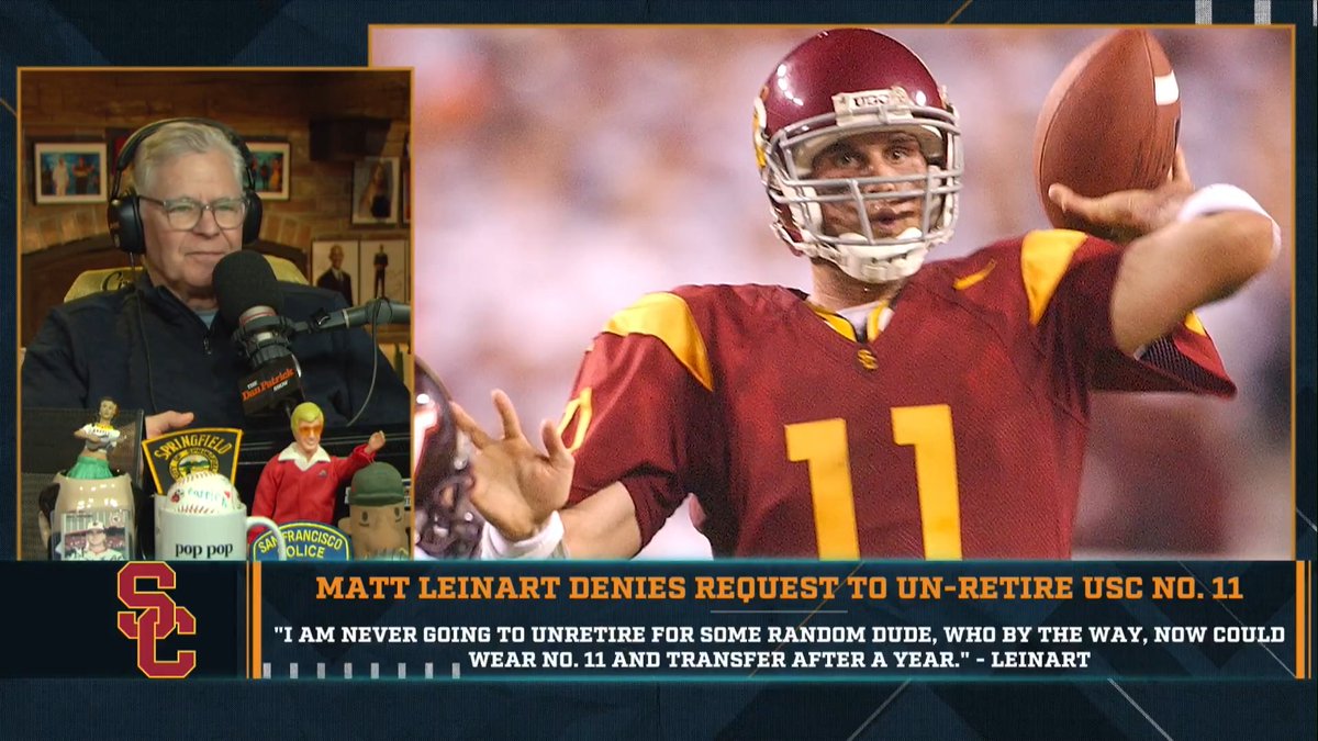 "I understand what Leinart's saying! Wait, you're retiring my jersey, now you want to un-retire it because some high school senior is coming in..?" – DP on Matt Leinart denying USC's request to un-retire his number 11.