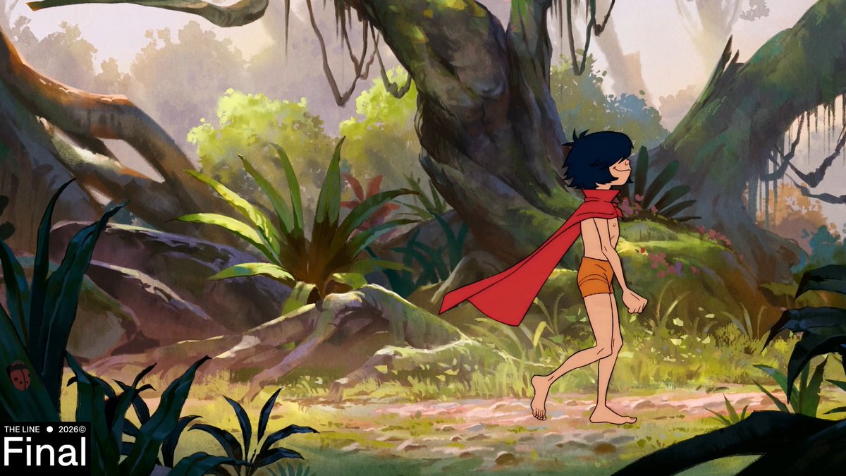 We loved animating young Noodle for this sequence! Nailing her performance was key. It’s really common for animators to film a real-life performance as a reference to capture the realism and mechanics required. We thought this was especially important when trying to depict Noodle as a young child. The way children carried themselves is very nuanced, and we really wanted to animate her in a believable way. Max, one of the directors, shot reference footage of his son playing on an obstacle course in his garden. His movements were so charming and provided amazing reference for Jamie Merry to base his animation on. Client: Gorillaz, Eleven Management Animation: Jamie Merry Background Layout: Simon Masse Background Paint: Paul-Emmanuel Separi Character Layout: Julien Perron Spotkeys: Setareh Erfan Cleanup & Colour: Amix, Daniel Morales Compositing: Freddie Lewis-Wall, Doru Ondun, Skye van der Walt #Noodle #Gorillaz #TheMountain #THELINE #AnimationBreakdown