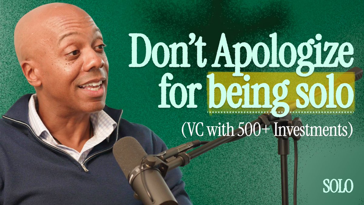25-30% of his portfolio lose a co-founder before Series A. Solo Founders Podcast ep 3 is live Charles Hudson of Precursor Ventures has invested in 500+ companies as a solo GP. He's our first VC guest. His take: the co-founder consensus is broken, and you should never give away 40% of your company just to make fundraising easier. 00:59 — Why the co-founder consensus is wrong 02:57 — The 500+ company data set 03:37 — Dead equity and cap table damage 07:21 — Rivalry and resentment 09:29 — The "team sport" analogy deconstructed 11:47 — Talented solo founder vs. mismatched team 13:37 — The emotional journey of solo founding 15:28 — Solo founder advantages 21:07 — Don't give away 40% to fundraise easier 23:25 — Authorship 27:03 — Fundraising advice for solo founders 28:28 — Don't apologize for being solo 36:45 — The solo GP / solo founder kinship 41:06 — Bear case for solo founding 43:22 — Bull case for solo founding