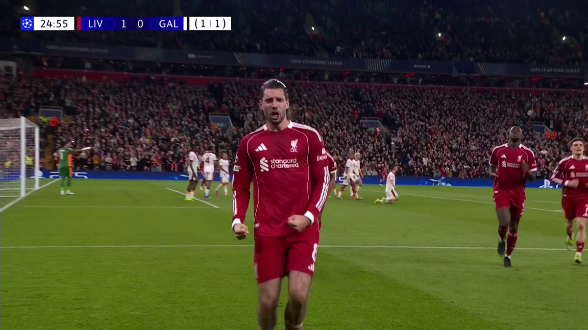 A clever corner routine from Liverpool 🧠 Dominik Szoboszlai levels up the tie against Galatasaray 💥 📺 TNT Sports &amp; discovery+ UK