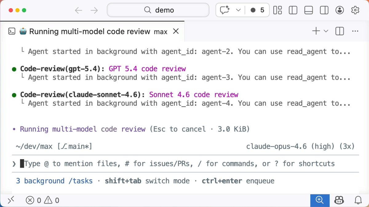 Different AI models find different bugs. So why not use all of them? Try this out in Copilot CLI: 1. Run /review 2. Ask it to use multiple model providers at once for a multi-agent code review 3. Get the highest possible signal and catch bugs before anyone else Evan Boyle shows how it's done. ▶️