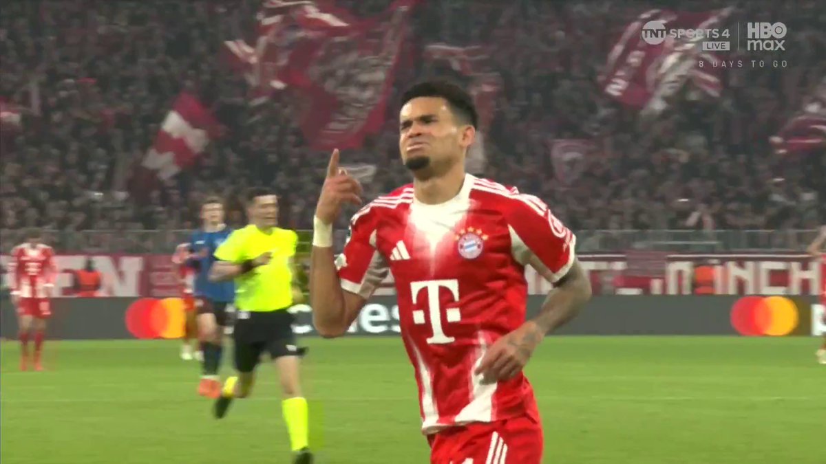 Luis Diaz with a perfect chip to score Bayern Munich's TENTH goal of their Champions League round of 16 tie against Atalanta 😱 TNT Sports &amp; discovery+ UK