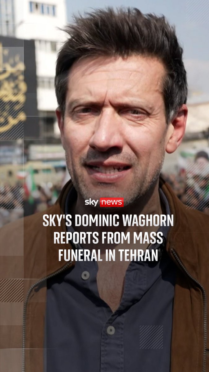 Thousands of people in Tehran attended a mass funeral for the security chief Larijani and the crew of a sunken navy ship. Sky's Dominic Waghorn reports from the mass funeral in Iran’s capital