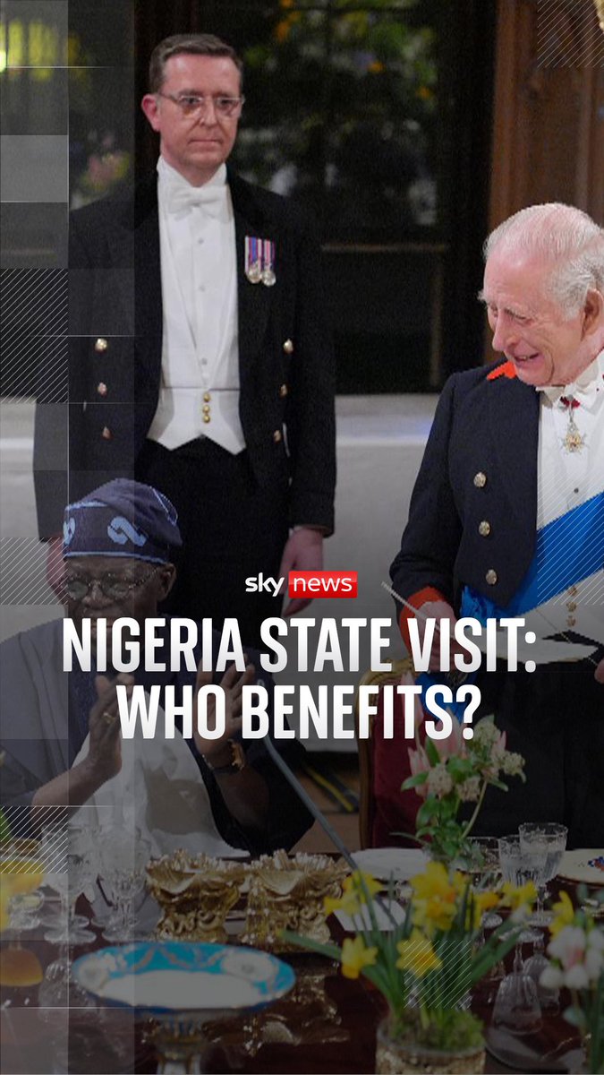 Nigeria state visit: Who benefits? President Bola Tinubu and his wife Oluremi Tinubu are in the UK for a two-day state visit. Sky's royal correspondent Rhiannon Mills reports from Windsor.