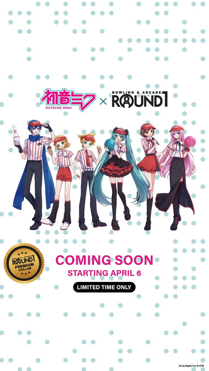 Mark your calendars! 🎤 Hatsune Miku is taking the spotlight at Round1! Dive in to experience this special collaboration with new crane items, game cards, and more inspired by the iconic virtual singer. ✨ Phase 1: 4/6/2026 - 5/17/2026 Phase 2: 5/18/2026 - 6/28/2026 *Hatsune Miku Crane Prizes will be available in mid-April Click the link in our bio for more details! #Round1USA #round1 #HatsuneMiku #R1PremiumCollaboration