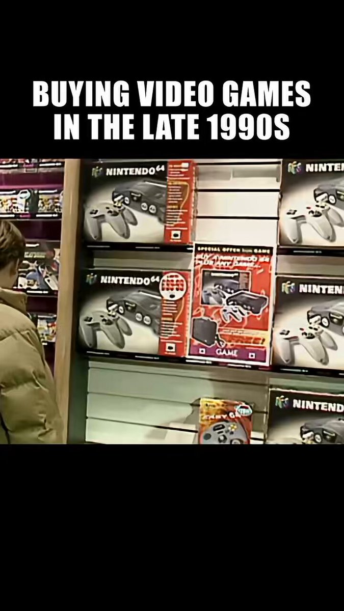 Shopping for video games in the late 1990s.