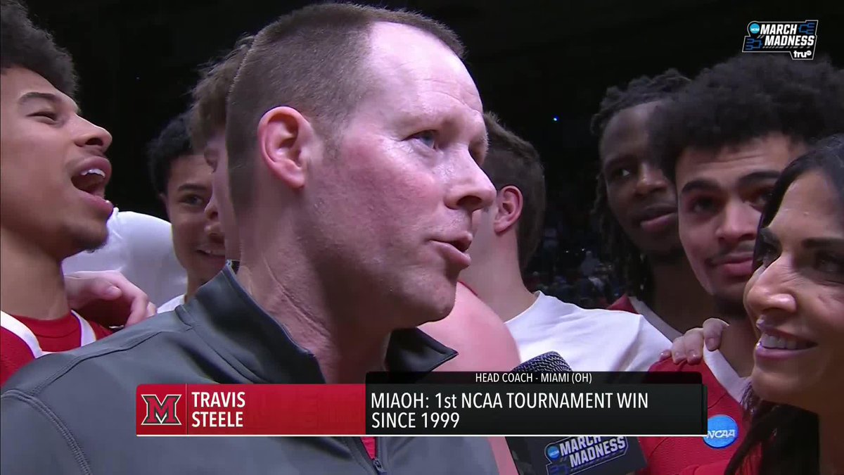 "We more than belong." — .Miami Men’s Basketball head coach Travis Steele after their First Four victory over SMU 🗣️