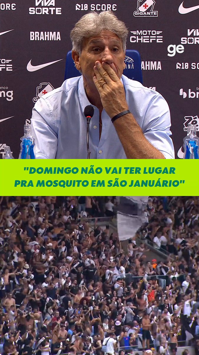 Renato Gaúcho exalta a força da torcida do Vasco e projeta o jogo contra o Grêmio em São Januário: "Não vai ter lugar para mosquito." #futebol #vasco #brasileirão #ge