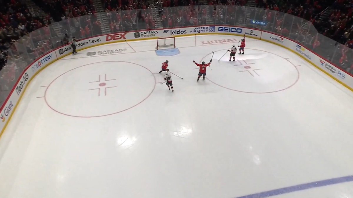 On a play where Alex Ovechkin could have gotten his 1000th career goal, the players urged Cole Hutson to get his 1st. Hockey players are the best.