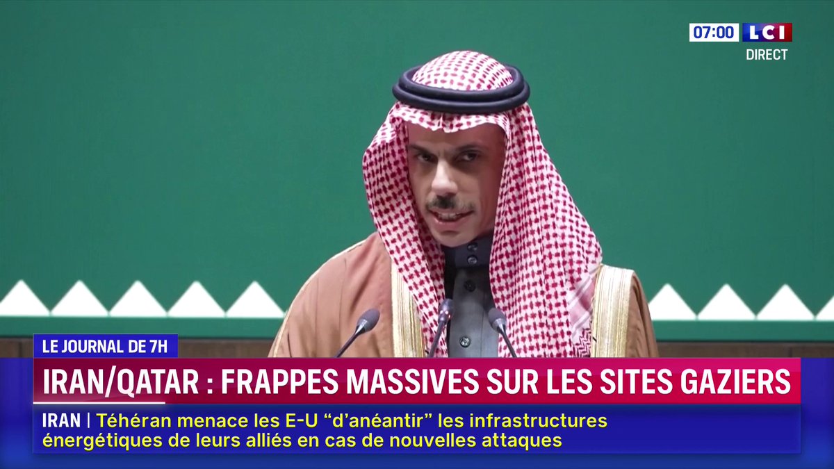 🔴 Le plus grand site de production de gaz naturel liquéfié du monde, au Qatar, a été endommagé par des frappes iraniennes. Donald Trump a menacé de cibler les champs gaziers iraniens si Téhéran ne cesse pas ses attaques contre le Qatar. 📺 Le journal de Laurène Barrière-Tallerie