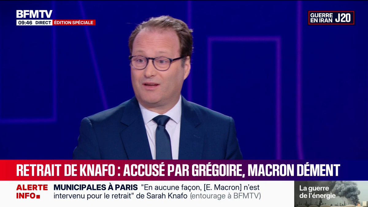 💬"Je trouve ça juste honteux" ➡️ Sylvain Maillard, numéro 2 sur la liste de Rachida Dati, répond aux accusations d'Emmanuel Grégoire affirmant qu'Emmanuel Macron est "intervenu" pour "aider au retrait de Sarah Knafo" à Paris