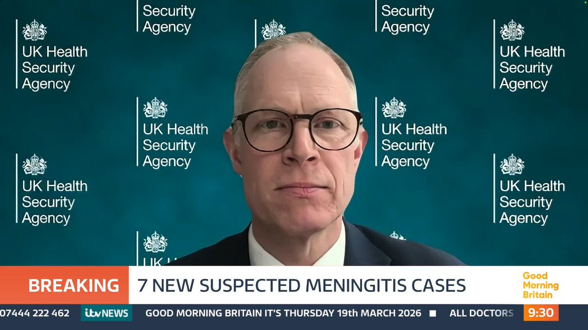 New figures just announced show that 7 more people are suspected to have been infected with Meningitis. Chief Scientific Officer of the UK Health Security agency, Professor Robin May tells Kate and Richard that this ' is not a cause for wide spread panic.'