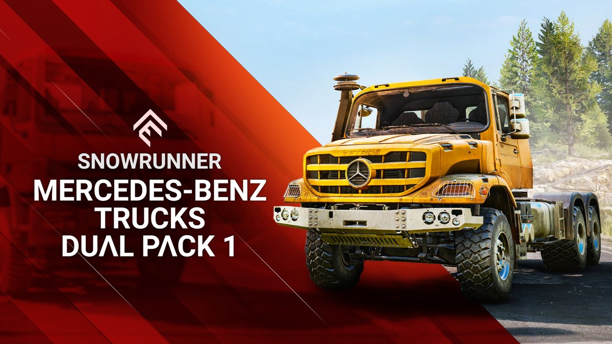 The #SnowRunner Mercedes-Benz Trucks Dual Pack 1 is now available! Meet two new beasts: the nimble Actros, perfect for support, and the mighty Zetros, built for ultimate off-road power 🚛 Grab the DLC now: