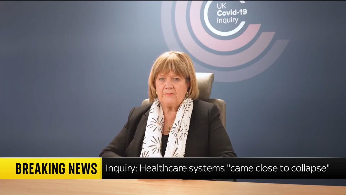"We coped, but only just." Baroness Hallett, chair of the UK COVID-19 Inquiry, says the country's healthcare systems "only narrowly avoided" collapsing during the pandemic. Read more 🔗 📺 Sky 501, Virgin 602, Freeview 233 and YouTube
