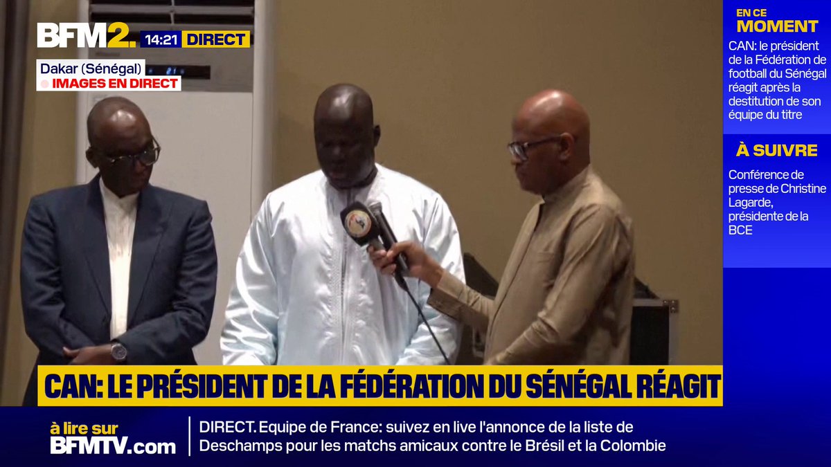 Victoire du Sénégal annulée à la CAN 2025: "Le Comité exécutif de la fedération rejette avec la plus grande fermeté la décision de la Confédération africaine de football (CAF)" La Fédération sénégalaise de football espère obtenir "l'annulation" de cette décision #BFM2