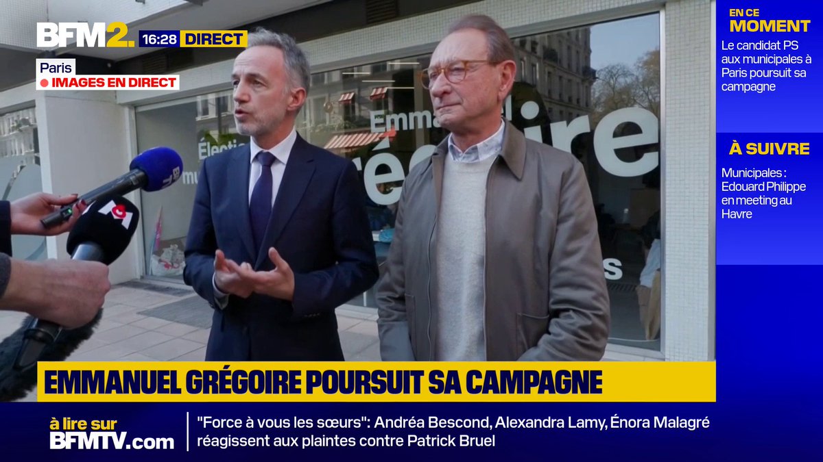 "Aucun ne s'est éloigné ou n'a refusé les voix de l'extrême-droite", répond Emmanuel Grégoire à Emmanuel Macron, après le démenti du chef de l'Etat sur une potentielle intervention pour aider au retrait de Sarah Knafo en faveur de Rachida Dati #BFM2