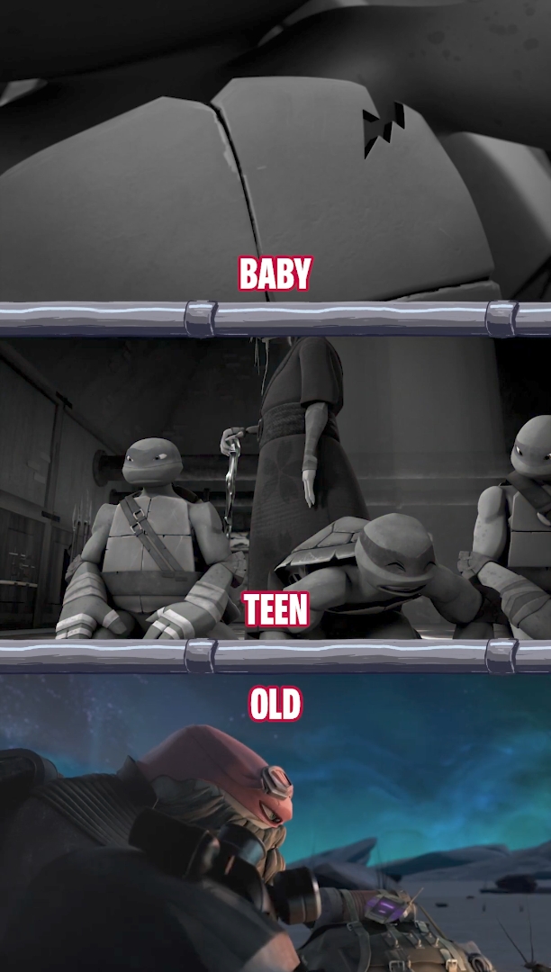 via TMNT (YouTube) tmnt as young, teens, and old ninjas
