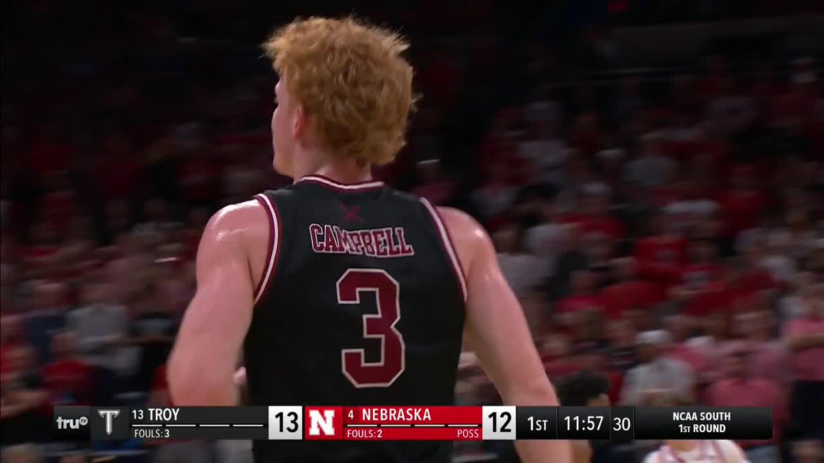 Cooper Campbell somehow got this one to go 😅 #MarchMadness Troy Trojans MBB