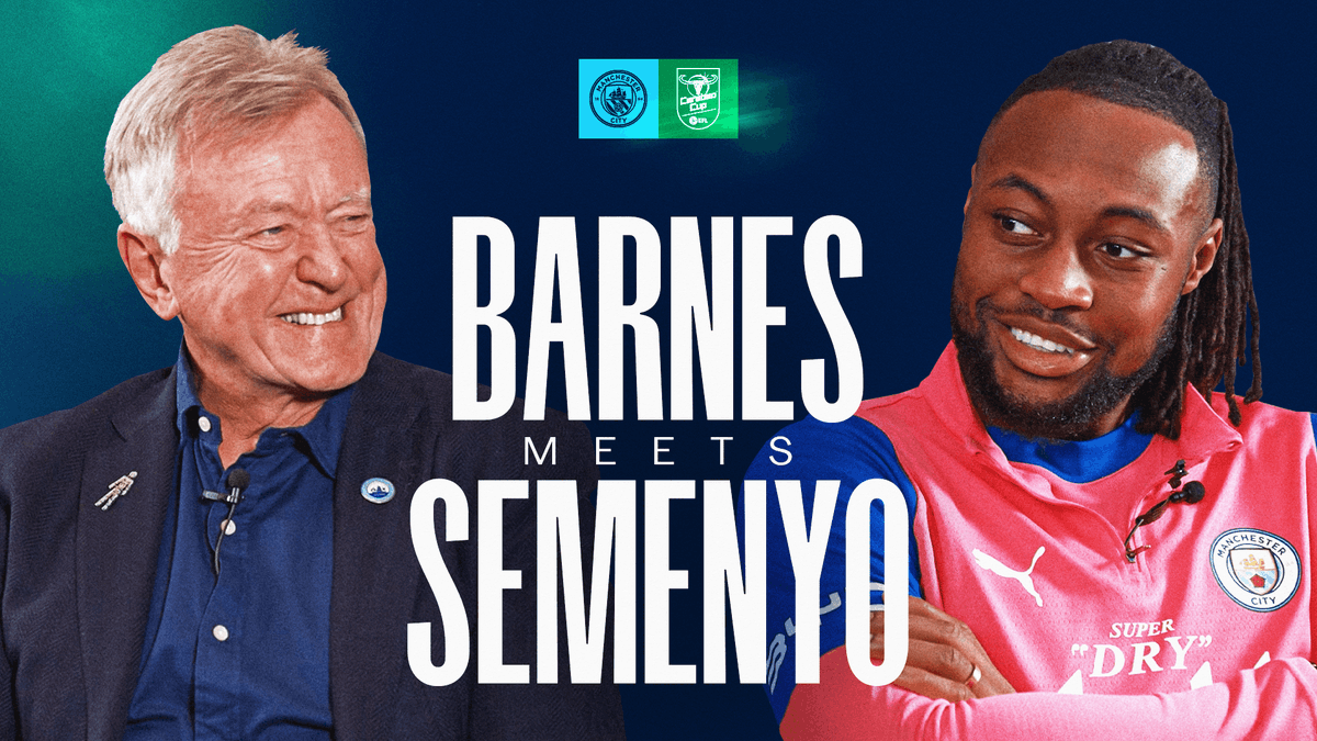 "I'm pinching myself." 💬 Ahead of the first final of his career, Antoine Semenyo meets Peter Barnes, who scored the opener in our second League Cup win 50 years ago 📖🩵