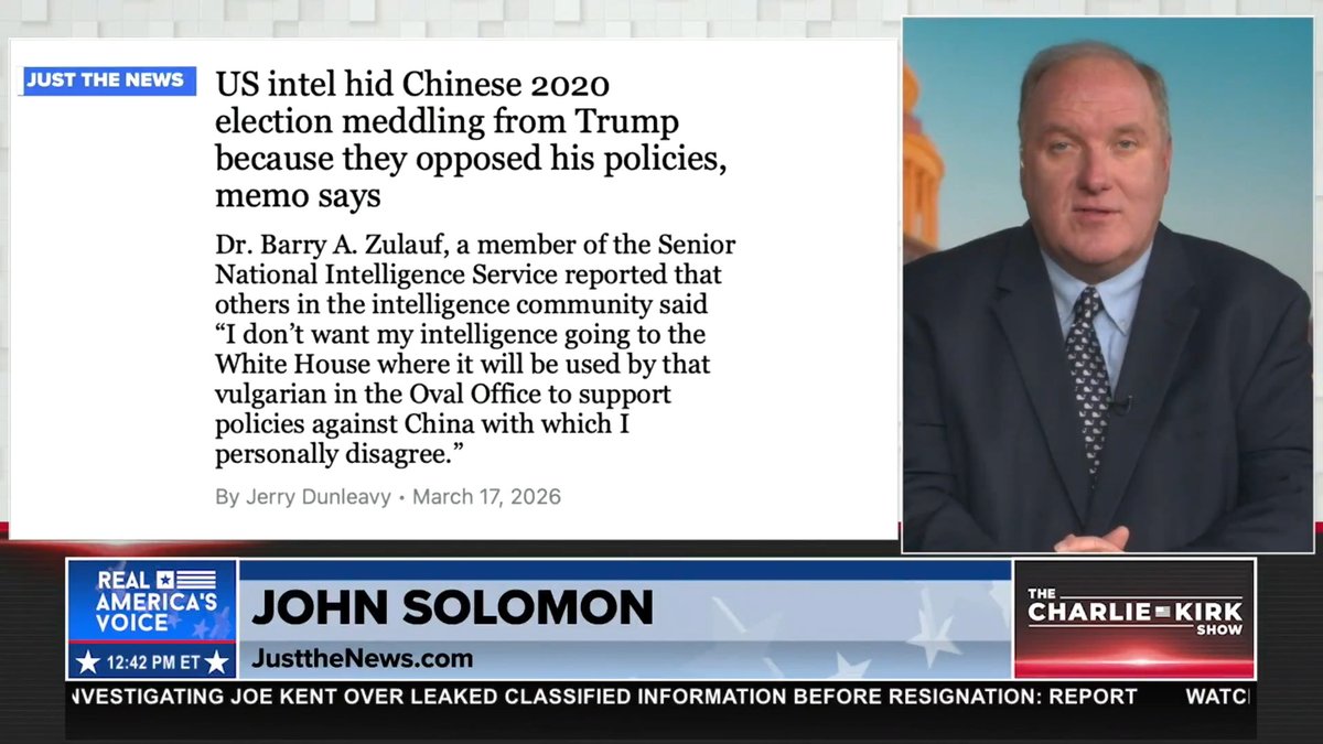 U.S. Intelligence hid China's involvement in the 2020 election from President Trump. Our own CIA was against our President Trump. Our greatest enemy is from within, and this proves it.