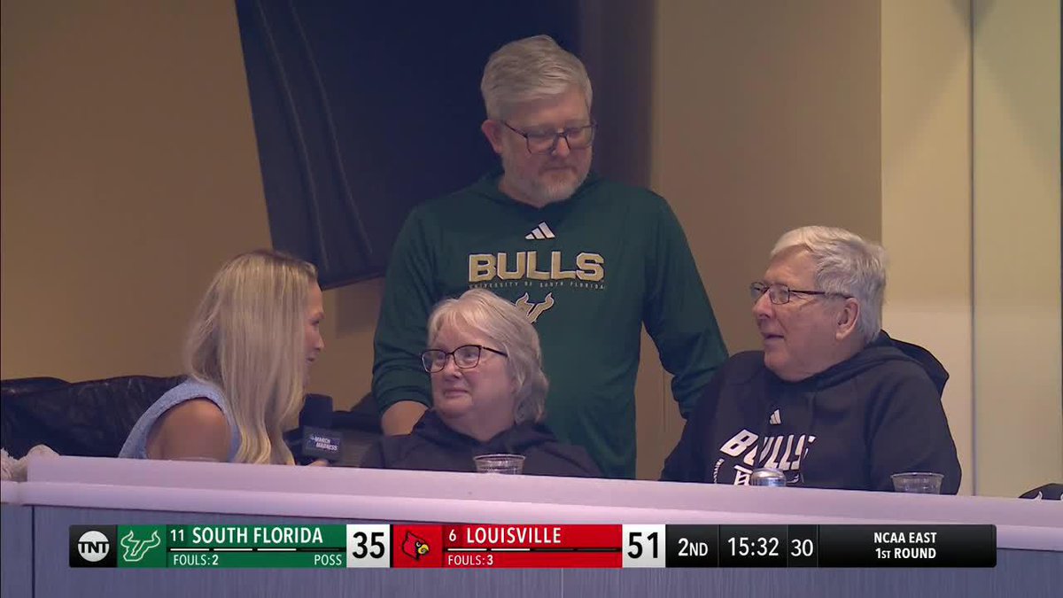"We're very happy to be here" 🥹 Allie LaForce spoke with coach Bryan Hodgson's parents about getting to see him coach in-person 👏 #MarchMadness
