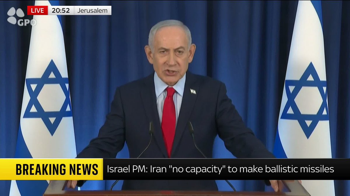 'The great collaboration between myself and my good friend Trump is unprecedented.' Israel's prime minister Benjamin Netanyahu holds a news conference on day 20 of the Iran war. Live updates: 📺 Sky 501, Virgin 602, Freeview 233 and YouTube