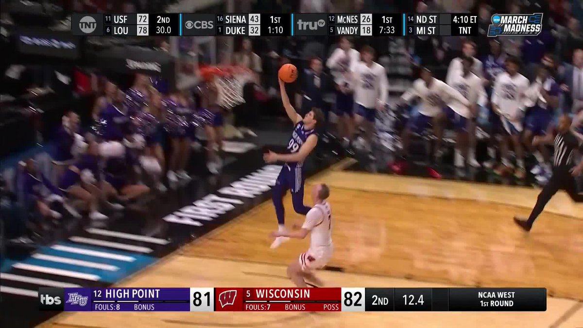 Chase Johnston had not made a 2-PT shot all season...UNTIL NOW High Point takes the lead with 11.2 seconds left!