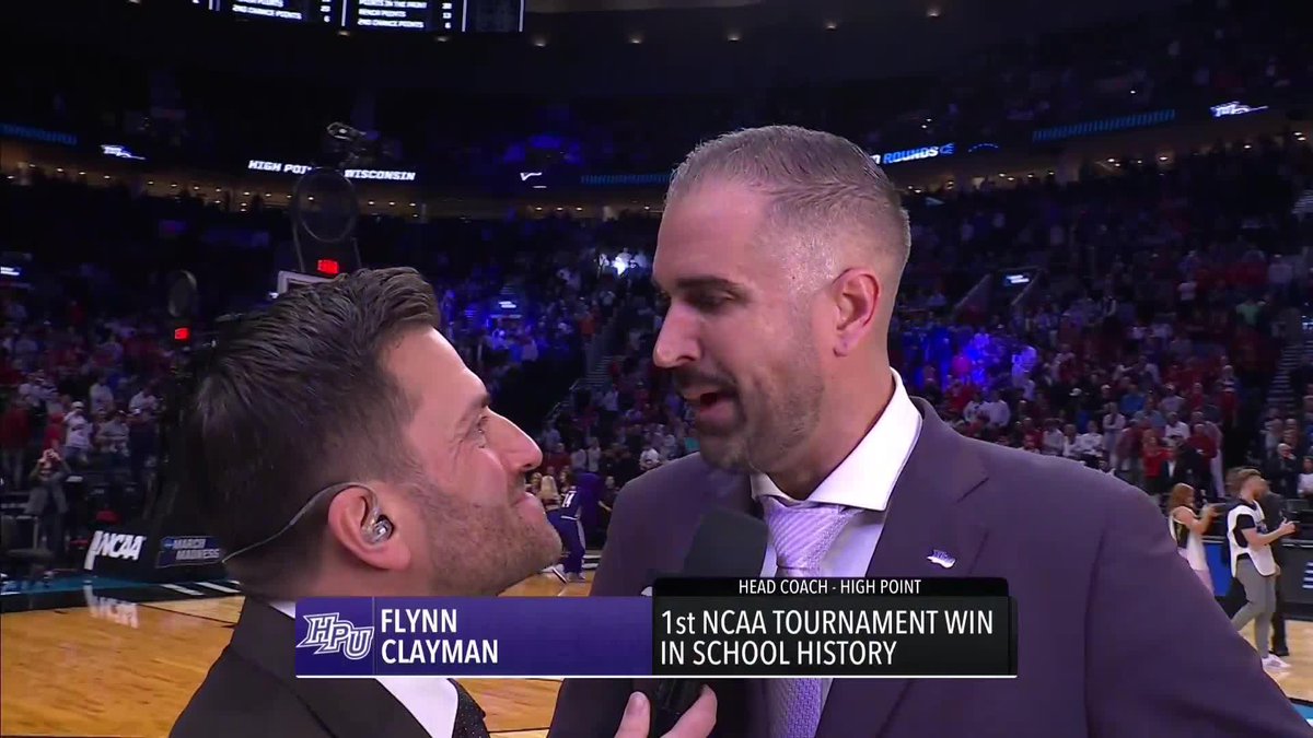 “Nobody would play us, just like they wouldn’t play Miami (Ohio), but they gotta play us in this tournament.” 👀 High Point University Men's Basketball's Flynn Clayman was HYPED after the upset of Wisconsin. #MarchMadness